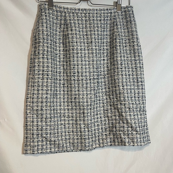 Karen Scott Classic Navy Light Blue and White Tweed Fall Skirt - Picture 1 of 9